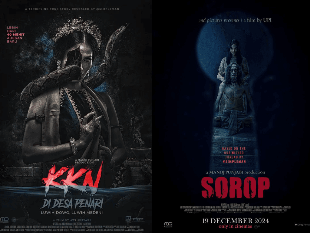 Poster film KKN di Desa Penari dan Sorop.